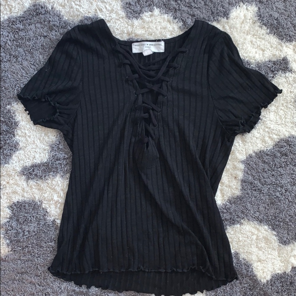Black lace up urban outfitter tee shirt